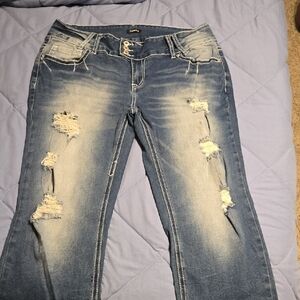 Flamingo Blue Distressed Jeans XXL